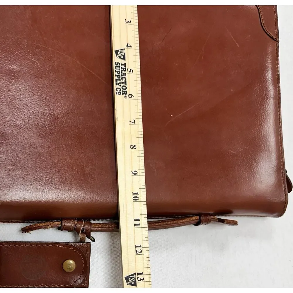 VTG Brown Top Grain Leather Folder Portfolio Document Holder Zip 14” X 11” Zip